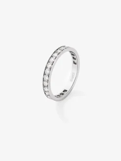 Alianza entera de oro blanco de 18K con 35 diamantes en talla brillante con un total de 0,49 cts
