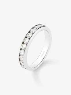 Alianza entera de oro blanco de 18K con 10 diamantes en talla brillante con un total de 1 cts