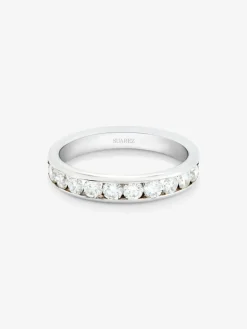 Alianza entera de oro blanco de 18K con 10 diamantes en talla brillante con un total de 1 cts