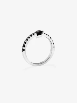 Anillo abierto de plata 925 con 19 espinelas en talla pera y brillante