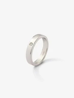 Anillo alianza de boda de oro blanco de 18K con diamante