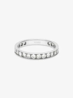 Anillo alianza de compromiso de oro blanco de 18K con diamantes