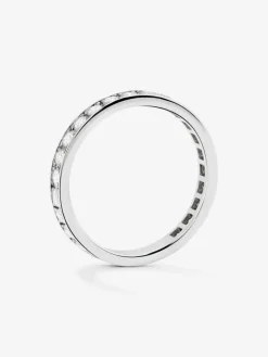 Anillo alianza de compromiso de oro blanco de 18K con diamantes