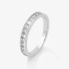 Anillo alianza media de compromiso de oro blanco de 18K con diamantes en talla princesa en carril 0,70ct