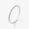 Anillo alianza media de compromiso de oro blanco de 18K con diamantes en garra 0,10ct