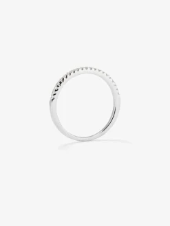 Anillo alianza media de compromiso de oro blanco de 18K con diamantes