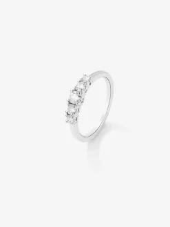 Anillo cinquillo de oro blanco de 18K con 5 diamantes en talla brillante con un total de 0,47 cts