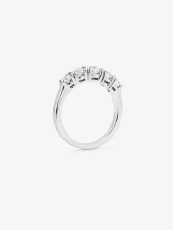 Anillo cinquillo de oro blanco de 18K con 5 diamantes en talla brillante con un total de 1,2 cts