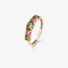 Anillo cinquillo de oro rosa de 18K con 5 turmalinas multicolor en talla brillante