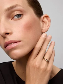 Anillo cinquillo de oro rosa de 18K con 5 turmalinas multicolor en talla brillante