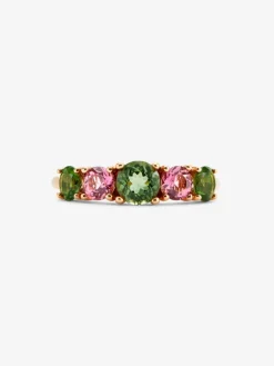 Anillo cinquillo de oro rosa de 18K con 5 turmalinas multicolor en talla brillante