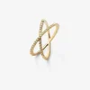 Anillo cruzado de oro amarillo de 18K con 33 diamantes en talla brillante con un total de 0,2 cts