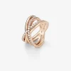 Anillo cruzado de oro rosa de 18K con 40 diamantes en talla brillante con un total de 0,56 cts