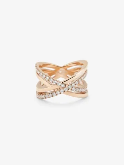 Anillo cruzado de oro rosa de 18K con 40 diamantes en talla brillante con un total de 0,56 cts