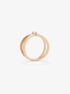 Anillo cruzado de oro rosa de 18K con diamante en talla brillante de 0,12 cts