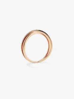 Anillo cruzado de oro rosa de 18K con 24 diamantes blancos en talla brillante con un total de 0,07 cts