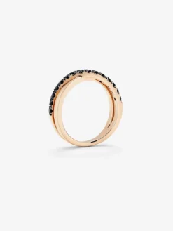 Anillo cruzado de oro rosa de 18K con 15 espinelas negras en talla brillante