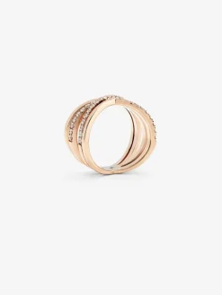 Anillo cruzado de oro rosa de 18K con 40 diamantes en talla brillante con un total de 0,56 cts