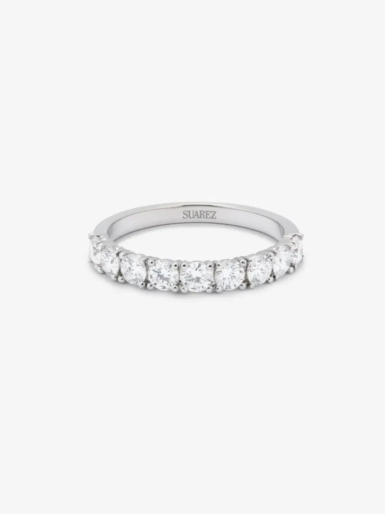 Anillo de compromiso de oro blanco de 18K con diamantes en talla brillante de 1,2 cts