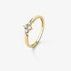 Anillo de oro amarillo de 18K con 4 diamantes en talla brillante con un total de 0,25 cts