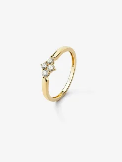 Anillo de oro amarillo de 18K con 4 diamantes en talla brillante con un total de 0,25 cts