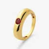 Anillo de oro amarillo de 18K con rub&iacute; en talla brillante de 0,32 cts