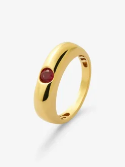 Anillo de oro amarillo de 18K con rub&iacute; en talla brillante de 0,32 cts