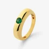 Anillo de oro amarillo de 18K con esmeralda en talla brillante de 0,25 cts