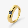 Anillo de oro amarillo de 18K con zafiro azul en talla brillante de 0,29 cts