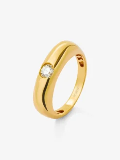Anillo de oro amarillo de 18K con diamante en talla brillante de 0,2 cts
