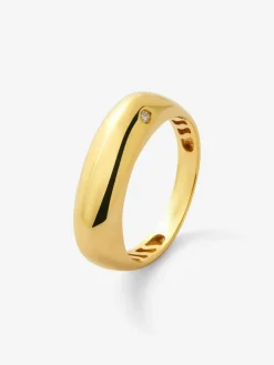 Anillo de oro amarillo de 18K con diamante en talla brillante de 0,01 cts