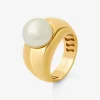 Anillo de oro amarillo de 18K con perla australiana de 10mm