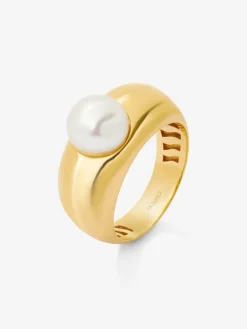 Anillo de oro amarillo de 18K con perla akoya de 8mm