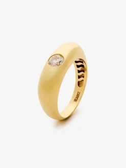 Anillo de oro amarillo de 18K con diamante en talla brillante de 0,4 cts