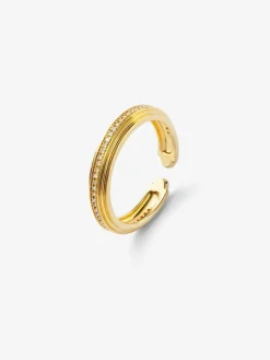 Anillo de oro amarillo de 18K con 50 diamantes en talla brillante con un total de 0,15 cts