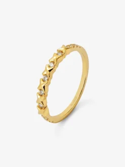 Anillo de oro amarillo de 18K con 13 diamantes en talla brillante con un total de 0,16 cts