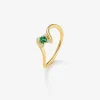 Anillo de oro amarillo de 18K con esmeralda verde en talla brillante de 0,088 cts y 4 diamantes en talla brillante con un total de 0,08 cts