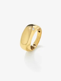 Anillo de oro amarillo de 18K con diamante en talla brillante de 0,03 cts