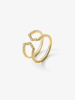 Anillo de oro amarillo de 18K con 46 diamantes en talla brillante con un total de 0,37 cts