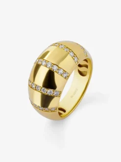 Anillo de oro amarillo de 18K con pavé de diamantes en talla brillante