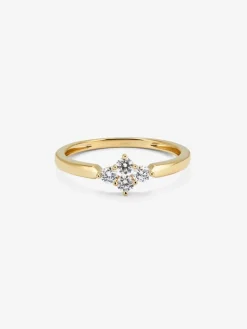Anillo de oro amarillo de 18K con 4 diamantes en talla brillante con un total de 0,25 cts