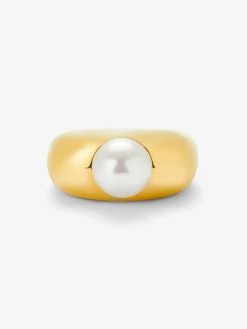Anillo de oro amarillo de 18K con perla akoya de 8mm