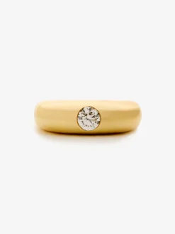 Anillo de oro amarillo de 18K con diamante en talla brillante de 0,4 cts