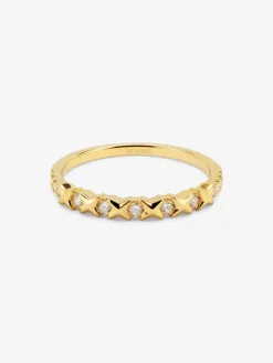 Anillo de oro amarillo de 18K con 13 diamantes en talla brillante con un total de 0,16 cts