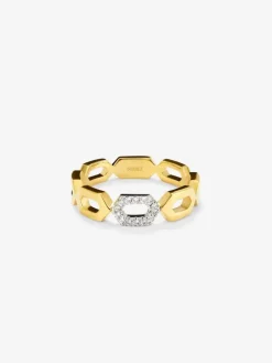 Anillo de oro amarillo de 18K con 14 diamantes en talla brillante con un total de 0,06 cts