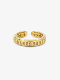 Anillo de oro amarillo de 18K con 50 diamantes en talla brillante con un total de 0,18 cts
