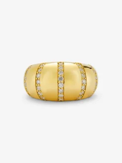 Anillo de oro amarillo de 18K con pavé de diamantes en talla brillante