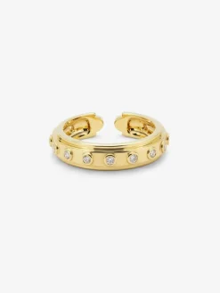 Anillo de oro amarillo de 18K con 16 diamantes en talla brillante con un total de 0,28 cts