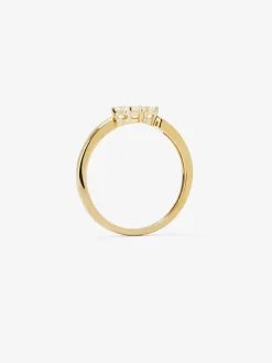 Anillo de oro amarillo de 18K con 4 diamantes en talla brillante con un total de 0,25 cts