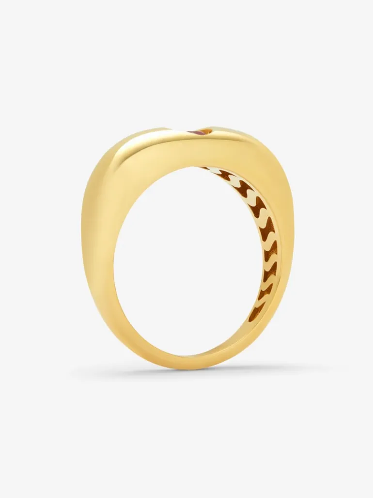 Anillo de oro amarillo de 18K con rubí en talla brillante de 0,32 cts